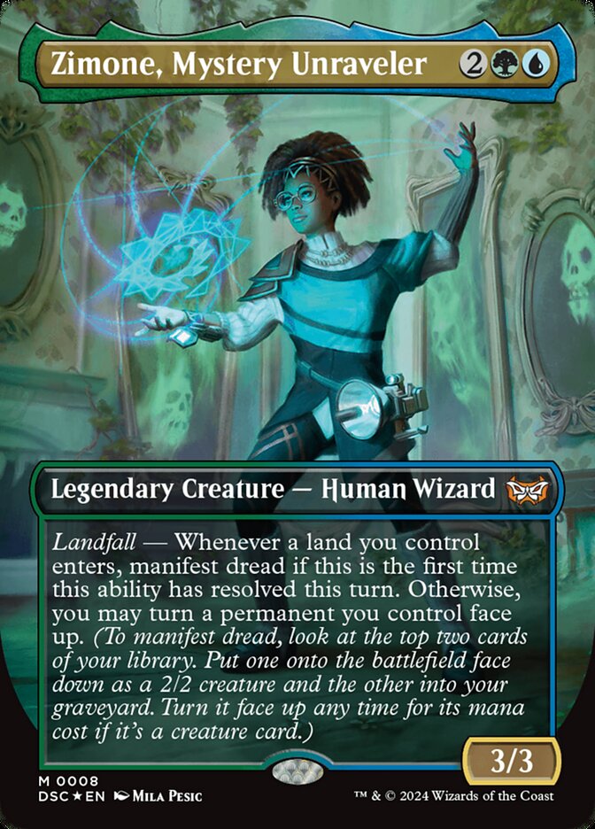 Zimone, Mystery Unraveler 8 (Commander: Duskmourn: House of Horror)  - Borderless Foil | Good Games Morley