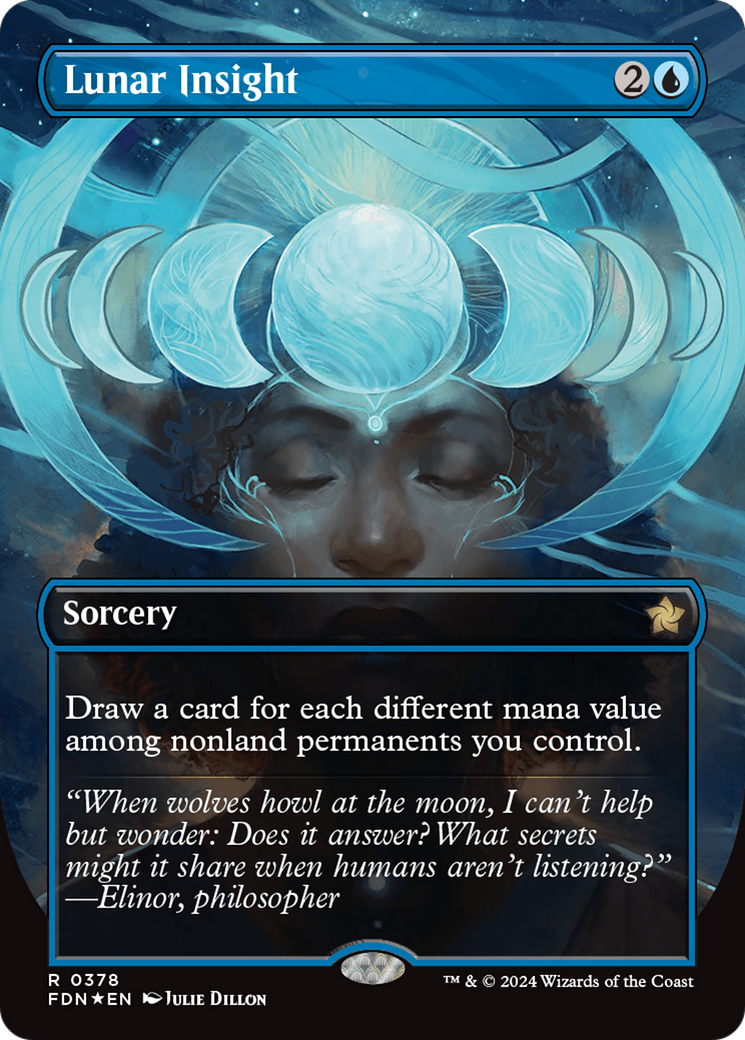 Lunar Insight (Borderless) (Mana Foil) [Foundations] | Good Games Morley