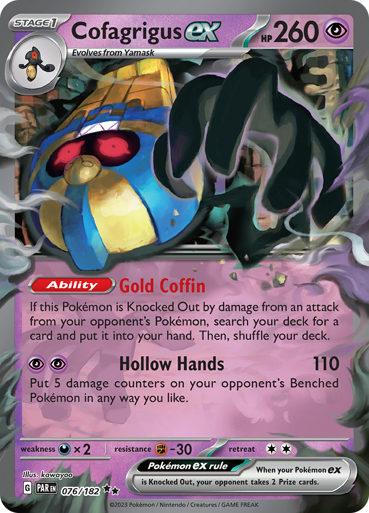 Cofagrigus ex (076/182) [Scarlet & Violet: Paradox Rift] | Good Games Morley