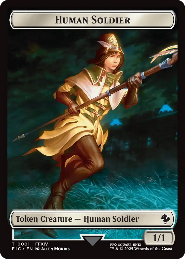 Human Soldier // Hero (0032) Double-Sided Token (Surge Foil) [FINAL FANTASY Commander Tokens] | Good Games Morley