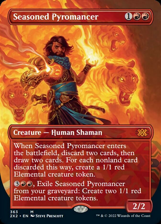 Seasoned Pyromancer (Borderless Alternate Art) [Double Masters 2022] | Good Games Morley