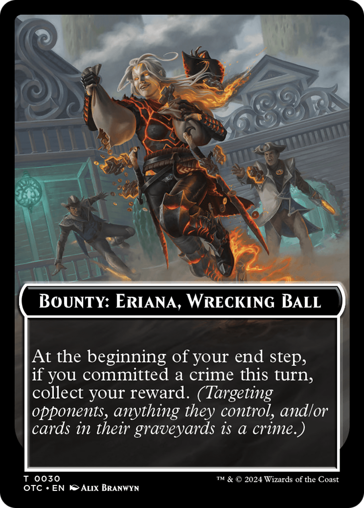 Bounty: Eriana, Wrecking Ball // Bounty Rules Double-Sided Token [Outlaws of Thunder Junction Commander Tokens] | Good Games Morley