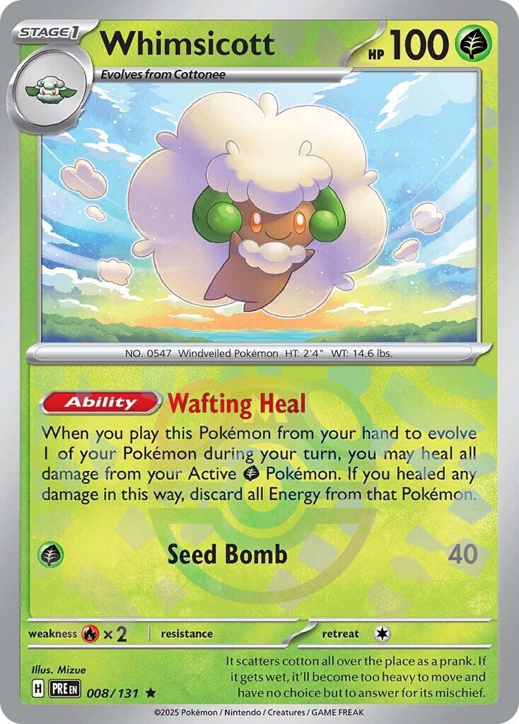 Whimsicott (008/131) (Master Ball Pattern) [Scarlet & Violet: Prismatic Evolutions] | Good Games Morley