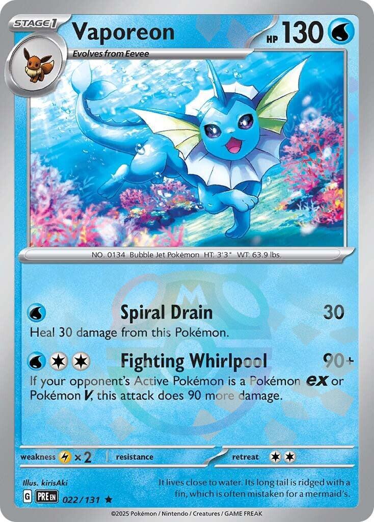 Vaporeon (022/131) (Master Ball Pattern) [Scarlet & Violet: Prismatic Evolutions] | Good Games Morley