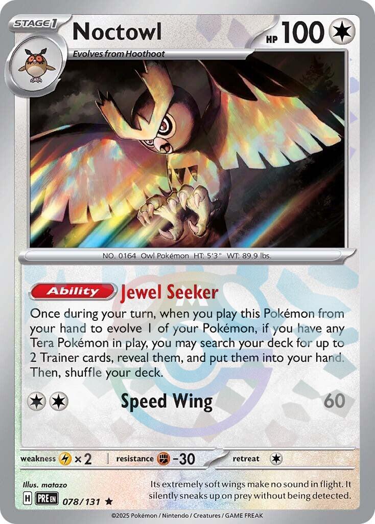 Noctowl (078/131) (Master Ball Pattern) [Scarlet & Violet: Prismatic Evolutions] | Good Games Morley