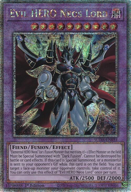 Evil HERO Neos Lord (Quarter Century Secret Rare) [SUDA-EN031] Quarter Century Secret Rare | Good Games Morley