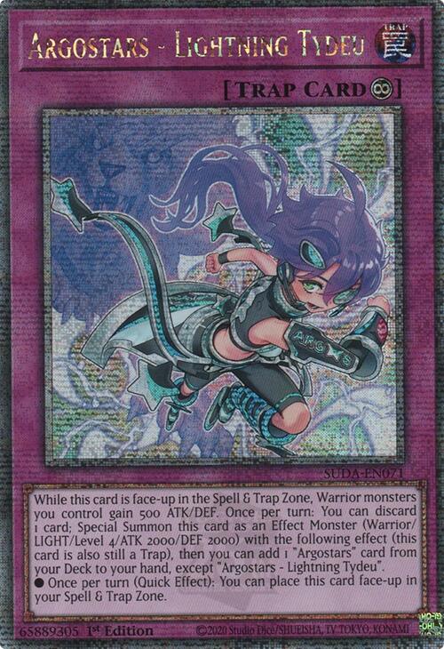 Argostars - Lightning Tydeu (Quarter Century Secret Rare) [SUDA-EN071] Quarter Century Secret Rare | Good Games Morley