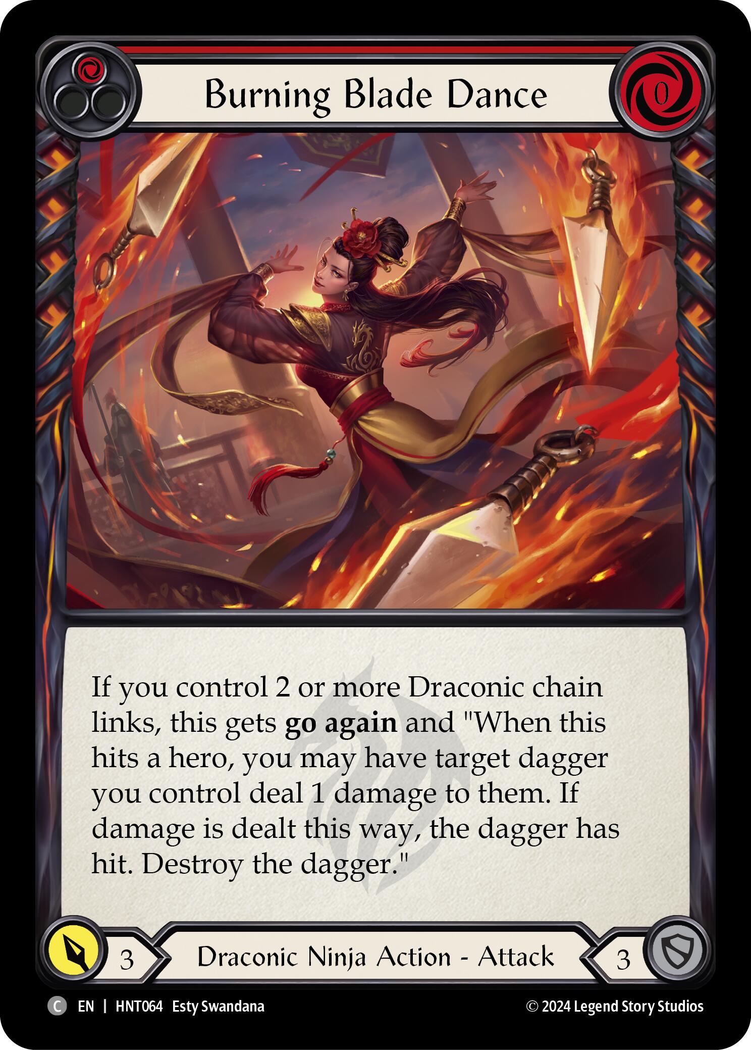 Burning Blade Dance (Red) [HNT064] (The Hunted)  Rainbow Foil | Good Games Morley
