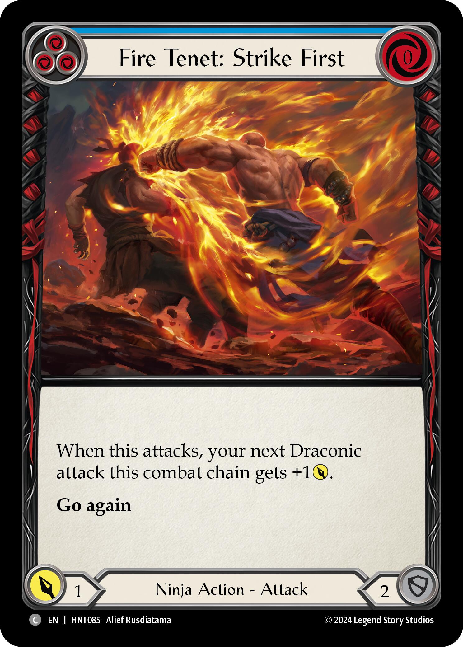 Fire Tenet: Strike First (Blue) [HNT085] (The Hunted)  Rainbow Foil | Good Games Morley