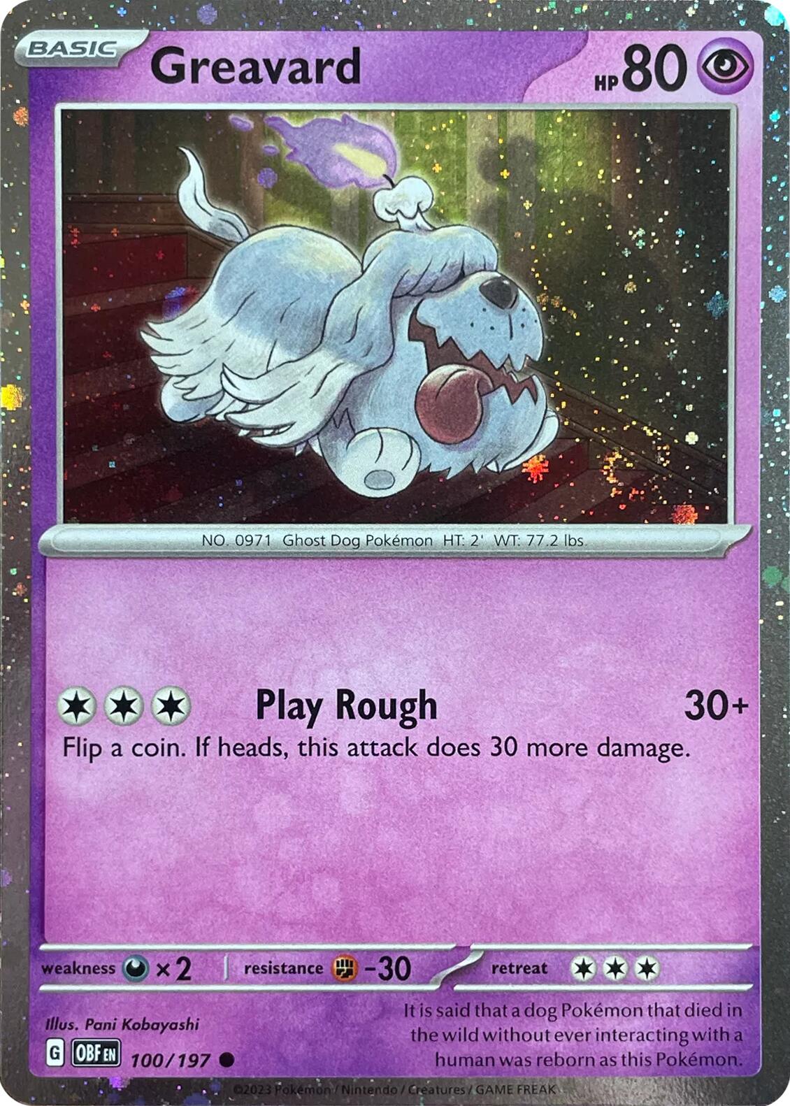 Greavard (100/197) (Cosmos Holo) (Deck Exclusive) [Scarlet & Violet: Obsidian Flames] | Good Games Morley