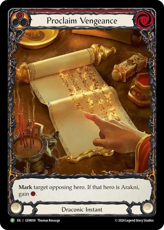 Proclaim Vengeance [GEM018] (GEM Pack 1)  Rainbow Foil | Good Games Morley