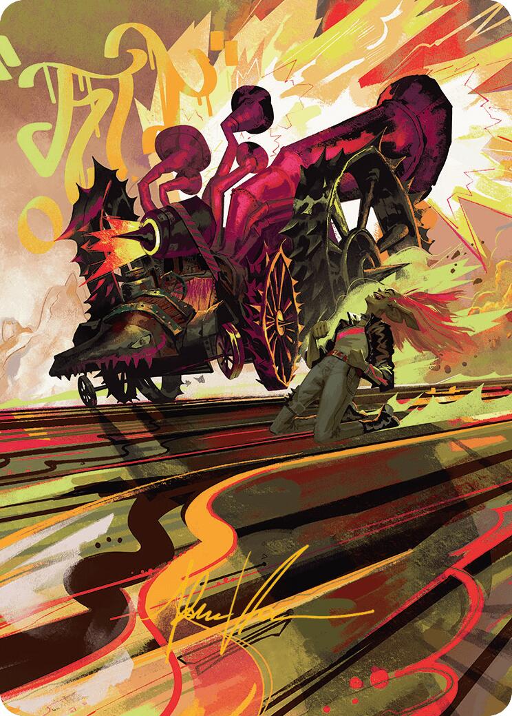 Rocketeer Boostbuggy Art Card (Gold-Stamped Signature) [Aetherdrift Art Series] | Good Games Morley