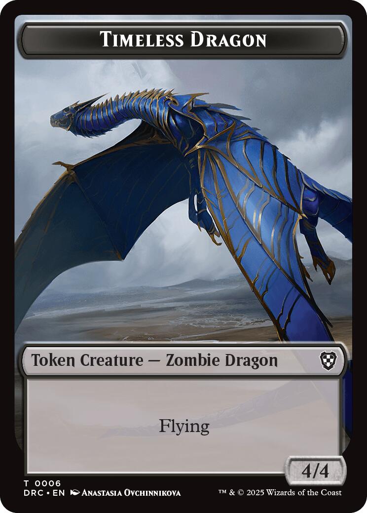 Timeless Dragon // Zombie (0007) Double-Sided Token [Aetherdrift Tokens] | Good Games Morley