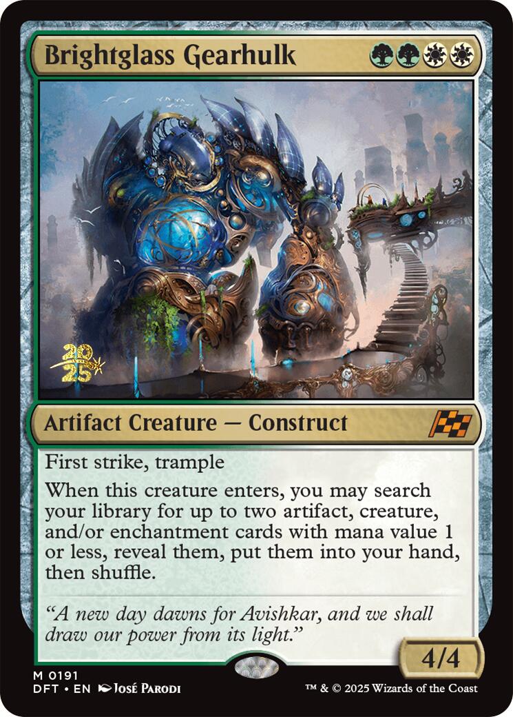 Brightglass Gearhulk [Aetherdrift Prerelease Promos] | Good Games Morley