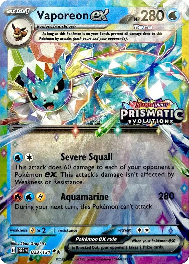 Vaporeon ex (023/131) (Prismatic Evolutions Stamp) [Scarlet & Violet: Prismatic Evolutions] | Good Games Morley