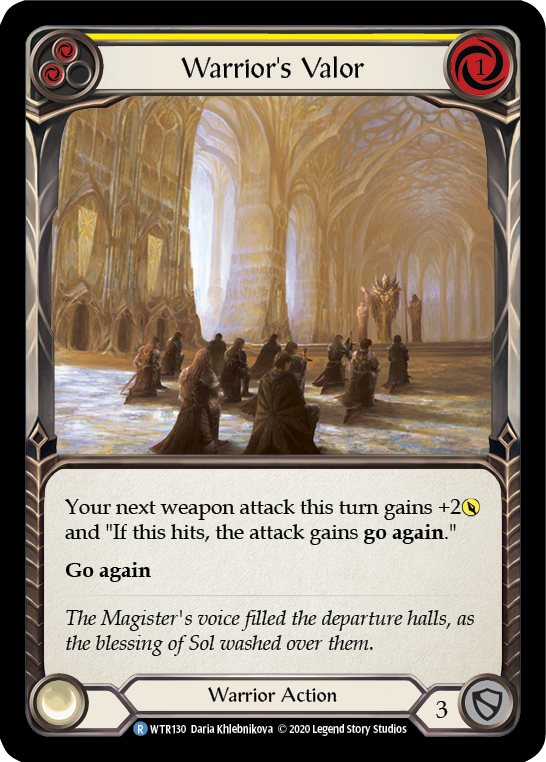 Warrior's Valor (Yellow) [U-WTR130] (Welcome to Rathe Unlimited)  Unlimited Rainbow Foil | Good Games Morley