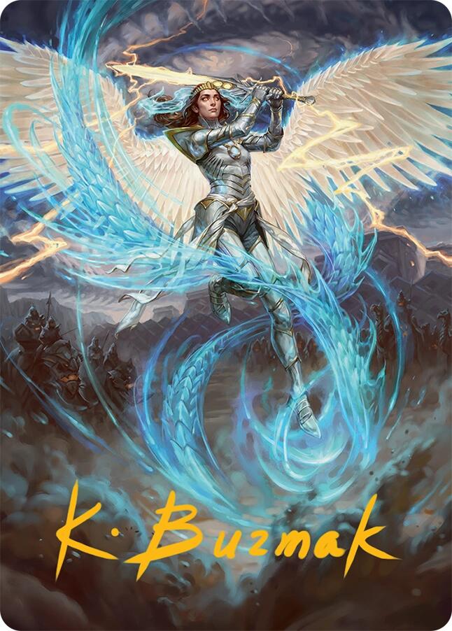 Elspeth, Storm Slayer Art Card (49/54) (Gold-Stamped Signature) [Tarkir: Dragonstorm Art Series] | Good Games Morley