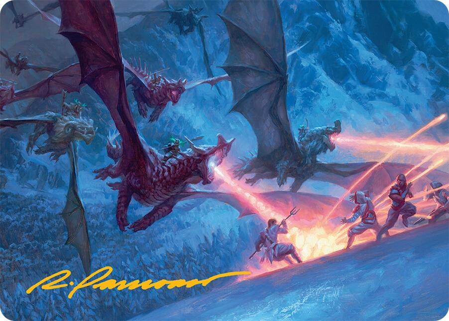 Dragonback Assault Art Card (22/54) (Gold-Stamped Signature) [Tarkir: Dragonstorm Art Series] | Good Games Morley