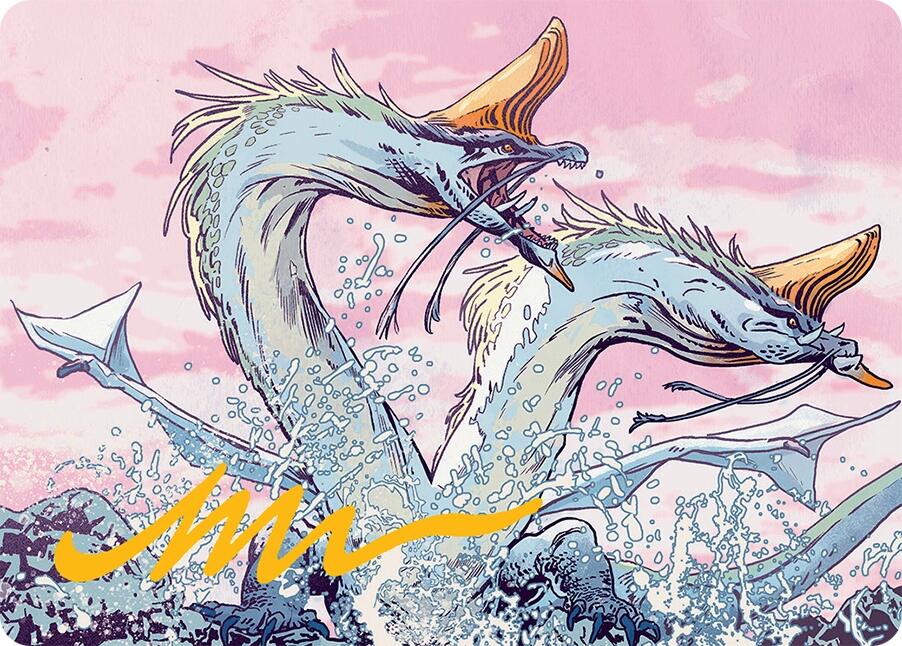 Twinmaw Stormbrood Art Card (39/54) (Gold-Stamped Signature) [Tarkir: Dragonstorm Art Series] | Good Games Morley