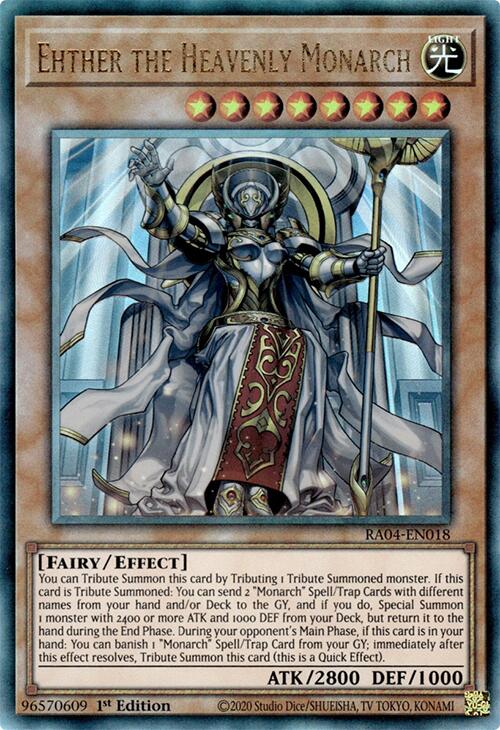 Ehther the Heavenly Monarch [RA04-EN018] Prismatic Ultimate Rare | Good Games Morley