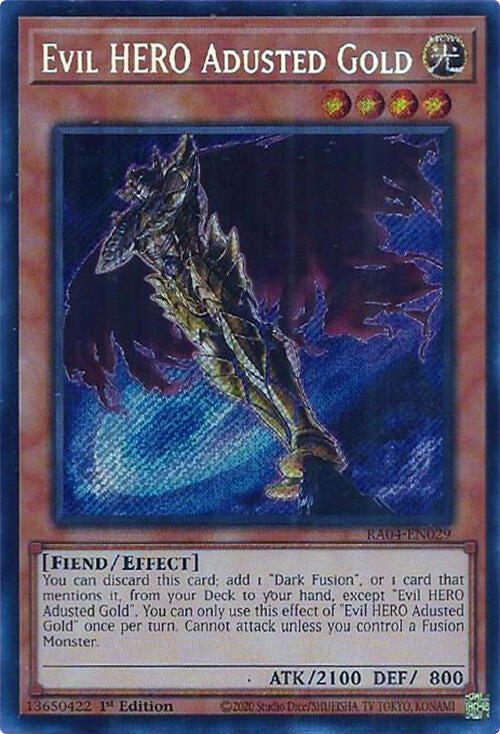 Evil HERO Adusted Gold [RA04-EN029] Secret Rare | Good Games Morley