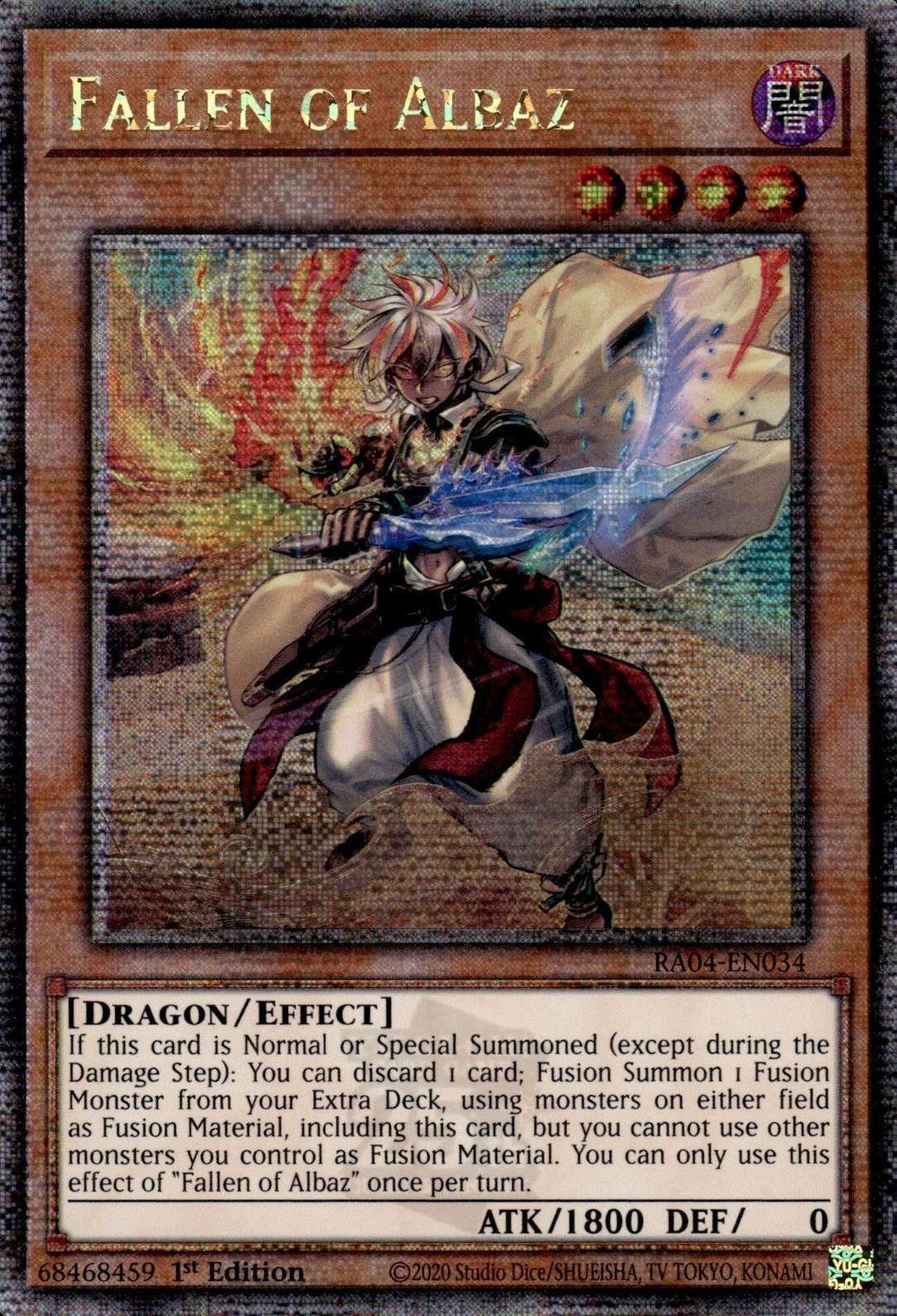 Fallen of Albaz (New Art) [RA04-EN034] Quarter Century Secret Rare | Good Games Morley