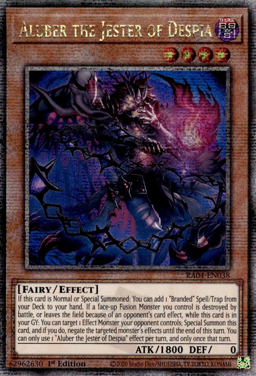 Aluber the Jester of Despia (New Art) [RA04-EN038] Quarter Century Secret Rare | Good Games Morley