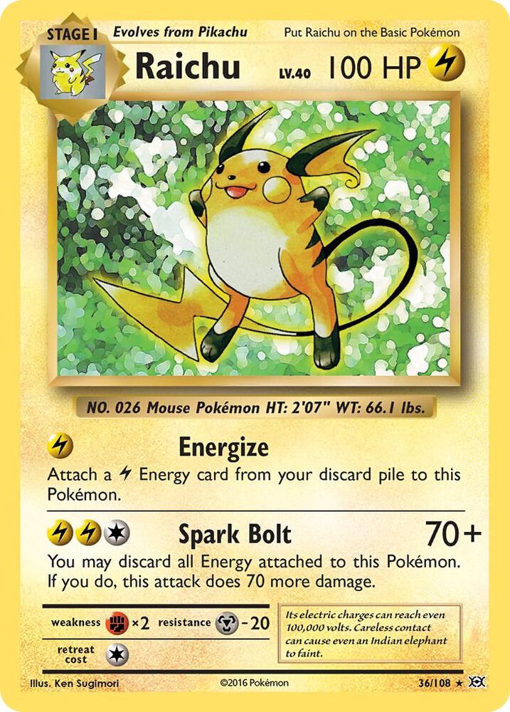 Raichu 36/108 (XY - Evolutions)  - Holofoil | Good Games Morley