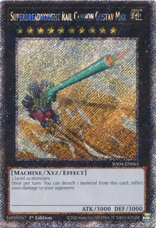 Superdreadnought Rail Cannon Gustav Max [RA04-EN063] Platinum Secret Rare | Good Games Morley