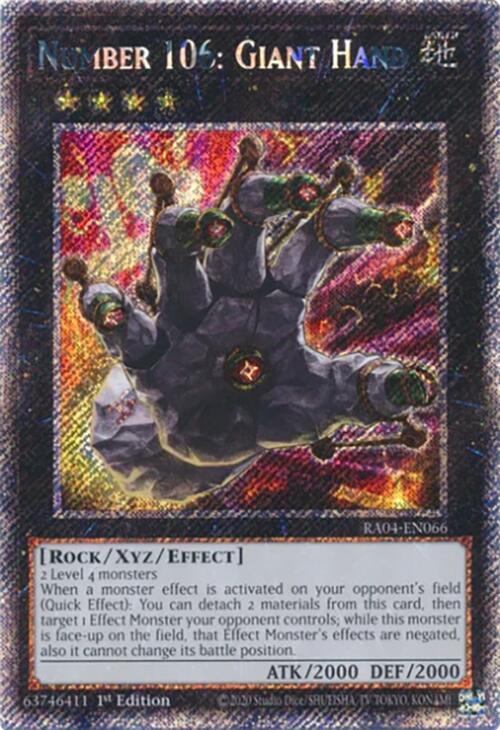 Number 106: Giant Hand [RA04-EN066] Platinum Secret Rare | Good Games Morley