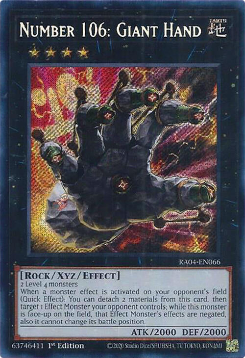 Number 106: Giant Hand [RA04-EN066] Secret Rare | Good Games Morley