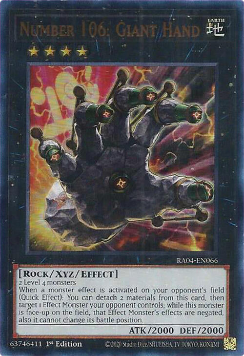 Number 106: Giant Hand [RA04-EN066] Ultra Rare | Good Games Morley