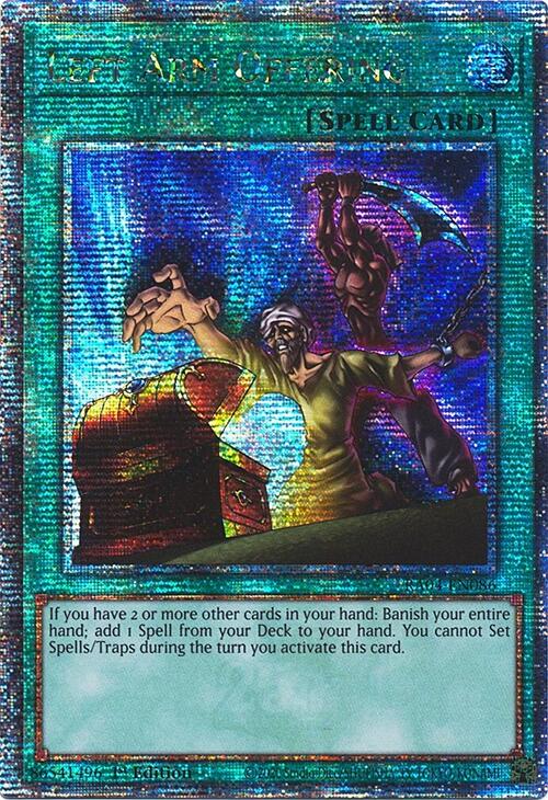 Left Arm Offering [RA04-EN086] Quarter Century Secret Rare | Good Games Morley