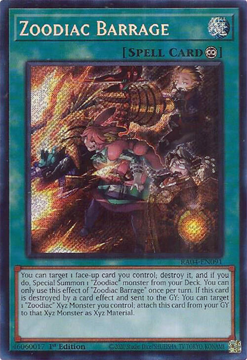 Zoodiac Barrage [RA04-EN091] Secret Rare | Good Games Morley