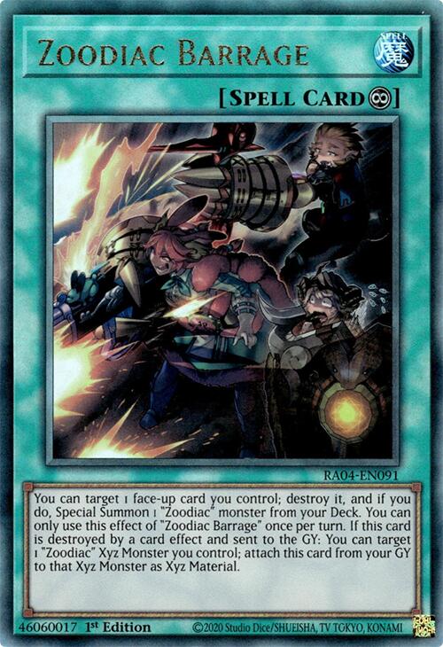 Zoodiac Barrage [RA04-EN091] Prismatic Ultimate Rare | Good Games Morley