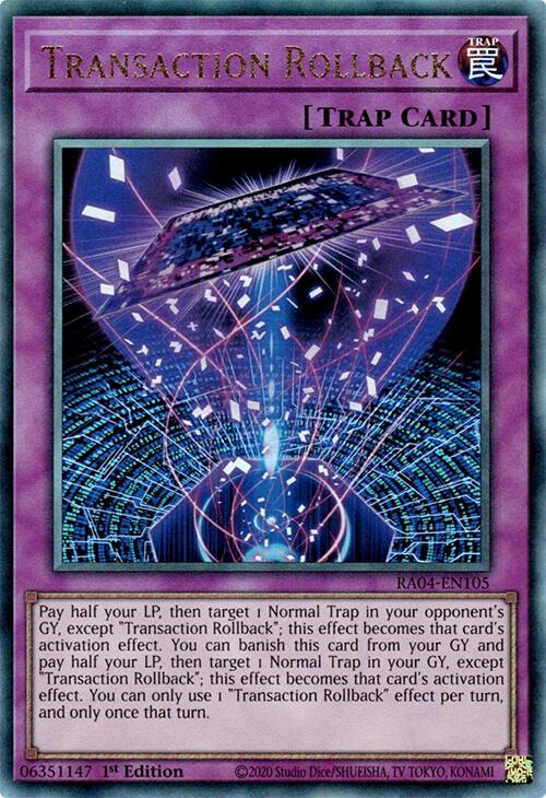 Transaction Rollback [RA04-EN105] Prismatic Ultimate Rare | Good Games Morley