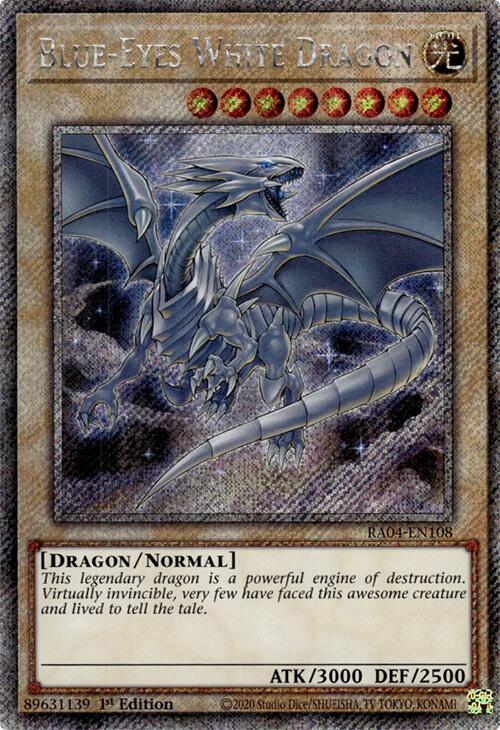 Blue-Eyes White Dragon (8th Art) [RA04-EN108] Platinum Secret Rare | Good Games Morley