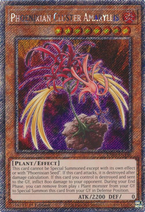 Phoenixian Cluster Amaryllis [RA04-EN136] Platinum Secret Rare | Good Games Morley
