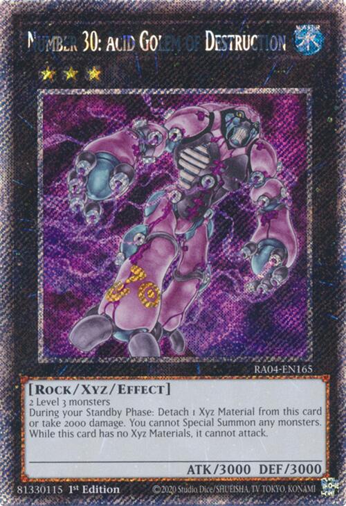 Number 30: Acid Golem of Destruction [RA04-EN165] Platinum Secret Rare | Good Games Morley