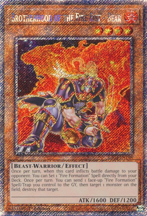 Brotherhood of the Fire Fist - Bear [RA04-EN198] Platinum Secret Rare | Good Games Morley
