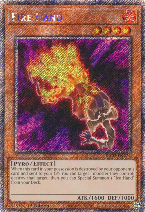 Fire Hand [RA04-EN224] Platinum Secret Rare | Good Games Morley