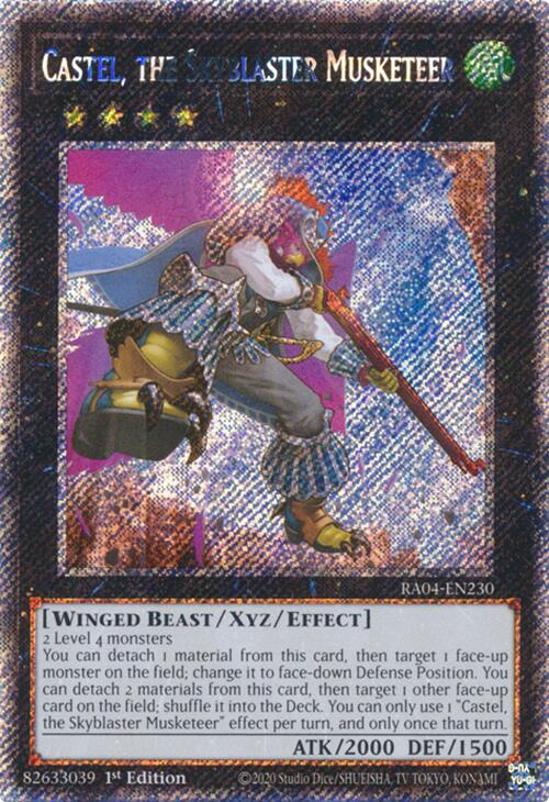 Castel, the Skyblaster Musketeer [RA04-EN230] Platinum Secret Rare | Good Games Morley