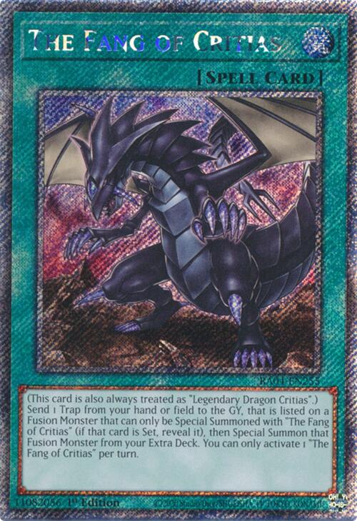 The Fang of Critias [RA04-EN255] Platinum Secret Rare | Good Games Morley