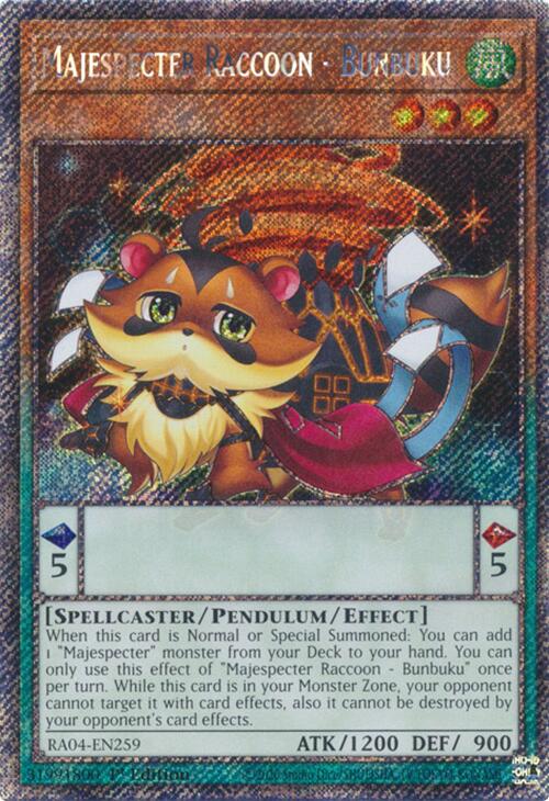 Majespecter Raccoon - Bunbuku [RA04-EN259] Platinum Secret Rare | Good Games Morley