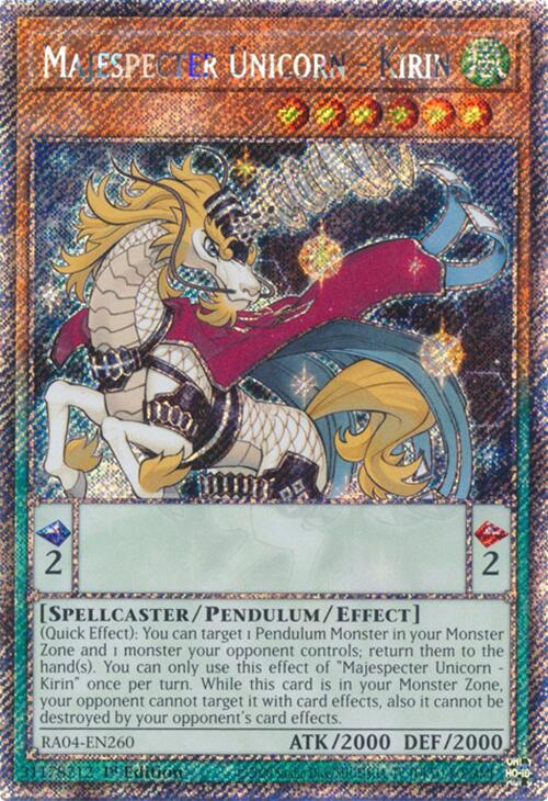 Majespecter Unicorn - Kirin [RA04-EN260] Platinum Secret Rare | Good Games Morley