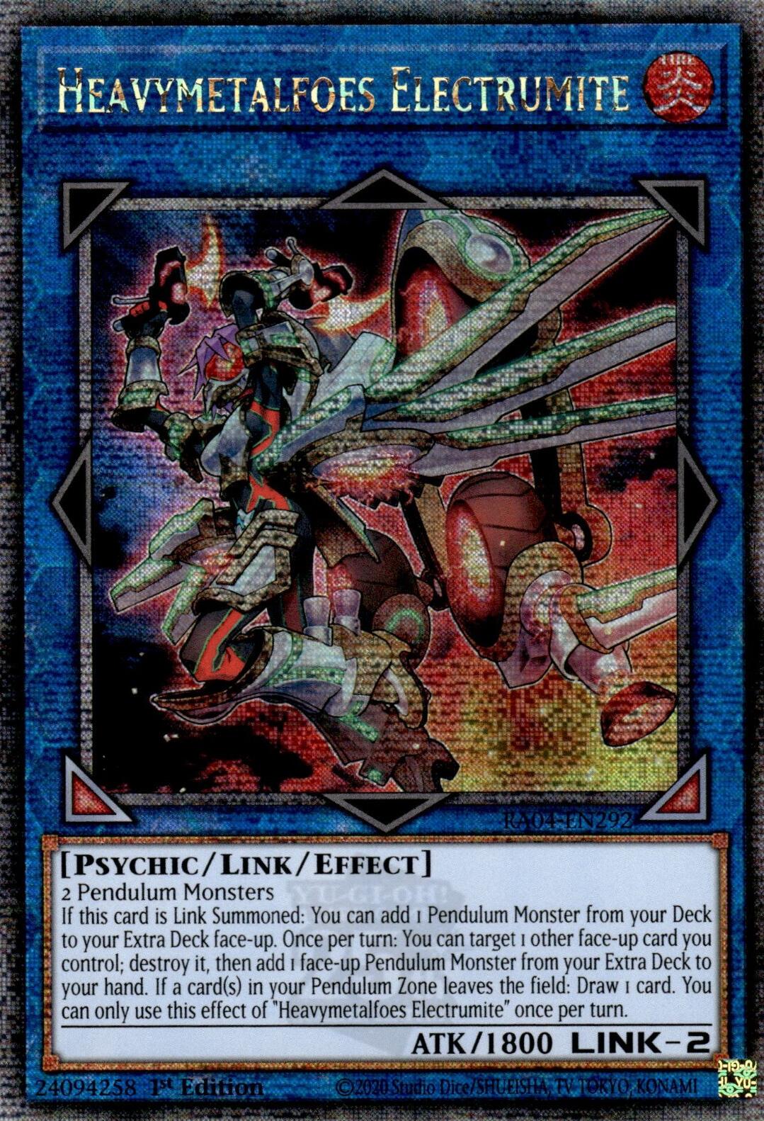 Heavymetalfoes Electrumite [RA04-EN292] Quarter Century Secret Rare | Good Games Morley