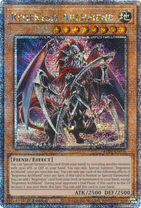 Regenesis Archfiend [ALIN-EN016] Quarter Century Secret Rare | Good Games Morley