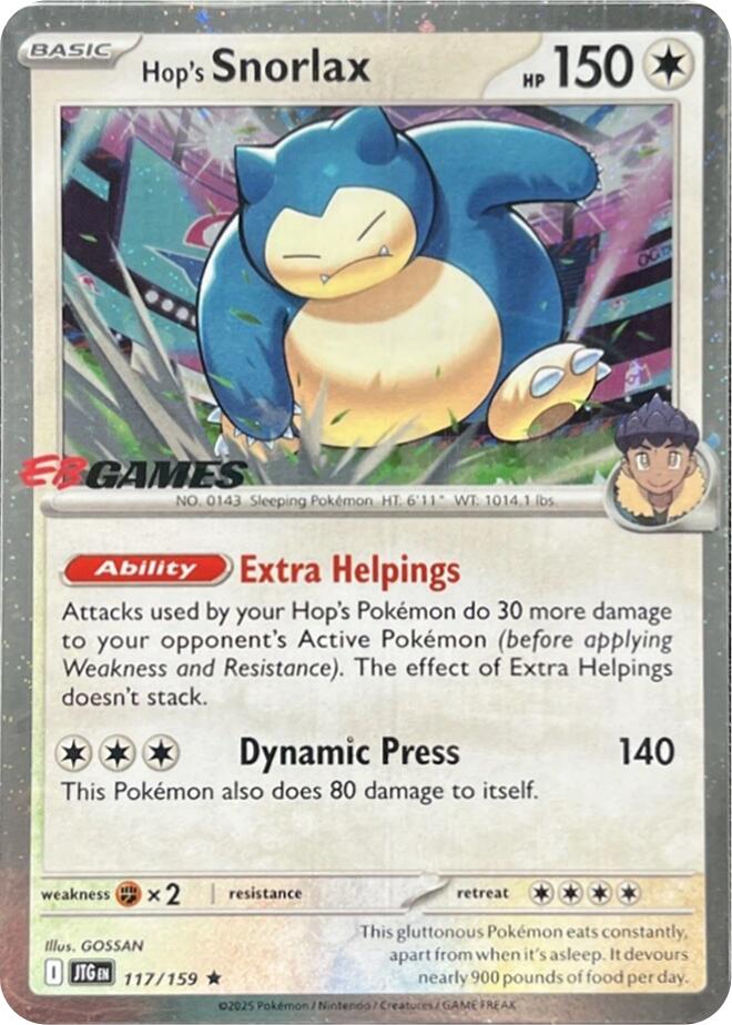 Hop's Snorlax (117/159) (EB Games) (Cosmos Holo) [Scarlet & Violet: Journey Together] | Good Games Morley