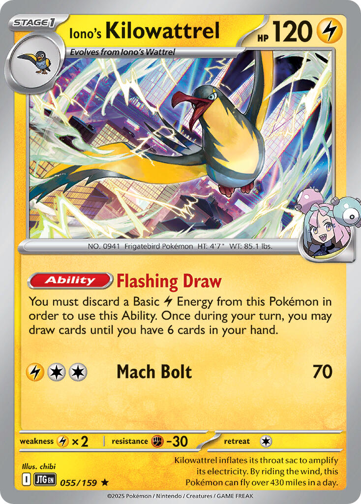 Iono's Kilowattrel (055/159) (Deck Exclusive) [Scarlet & Violet: Journey Together] | Good Games Morley