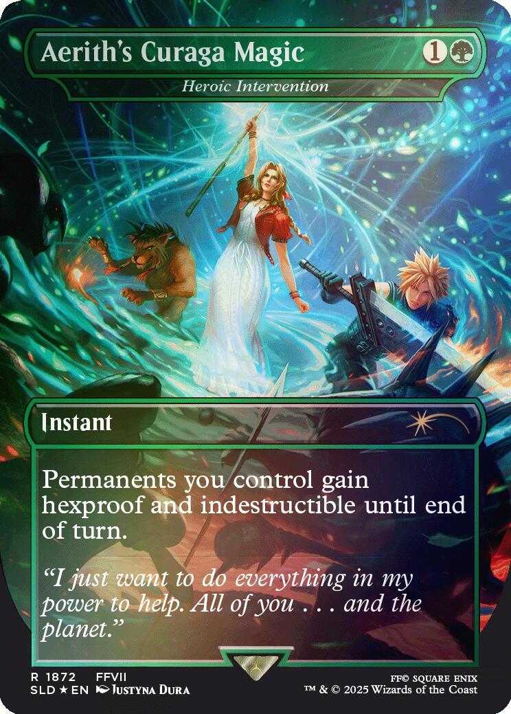 Aerith's Curaga Magic - Heroic Intervention (Rainbow Foil) [Secret Lair Drop Series] | Good Games Morley